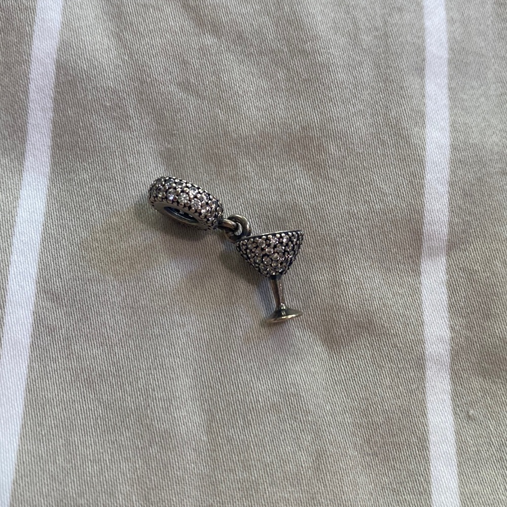 Pandora Charm, pavé crystal cocktail glass.
